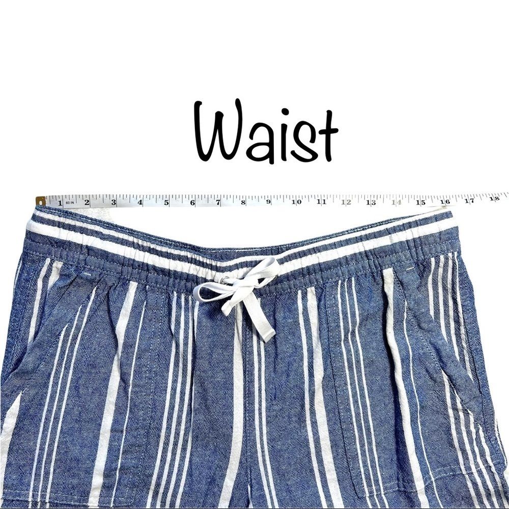 Nautica Soft Linen Pull On With Pockets Light Blue White Stripe Short Size Large - Picture 12 of 17